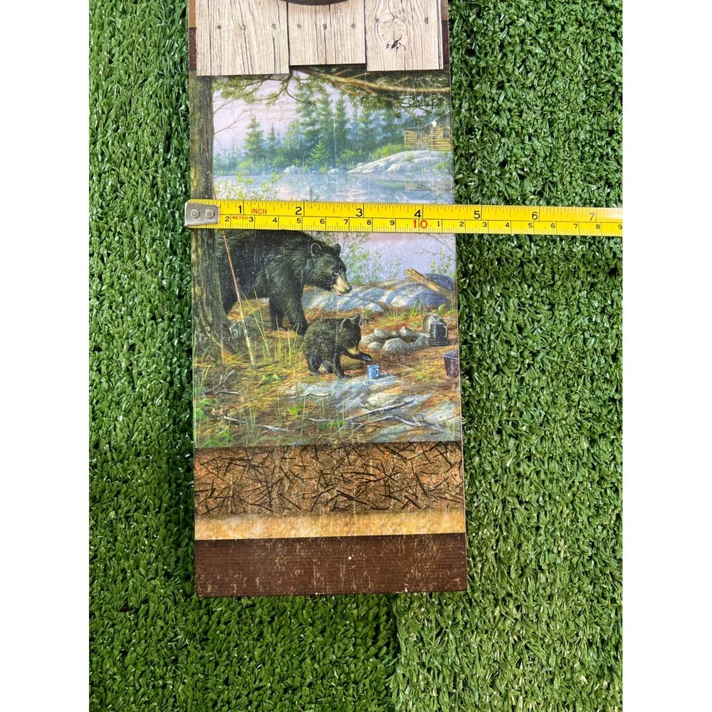 Rustic Wooden Wall Clock Bear Cub Lodge Cabin Country Home Decor‎